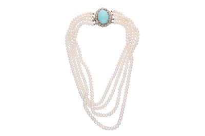 Collana di perle di acqua dolce diamanti e pietra - Asta Preziosi Collana di perle di acqua dolce diamanti e pietra - Asta Preziosi