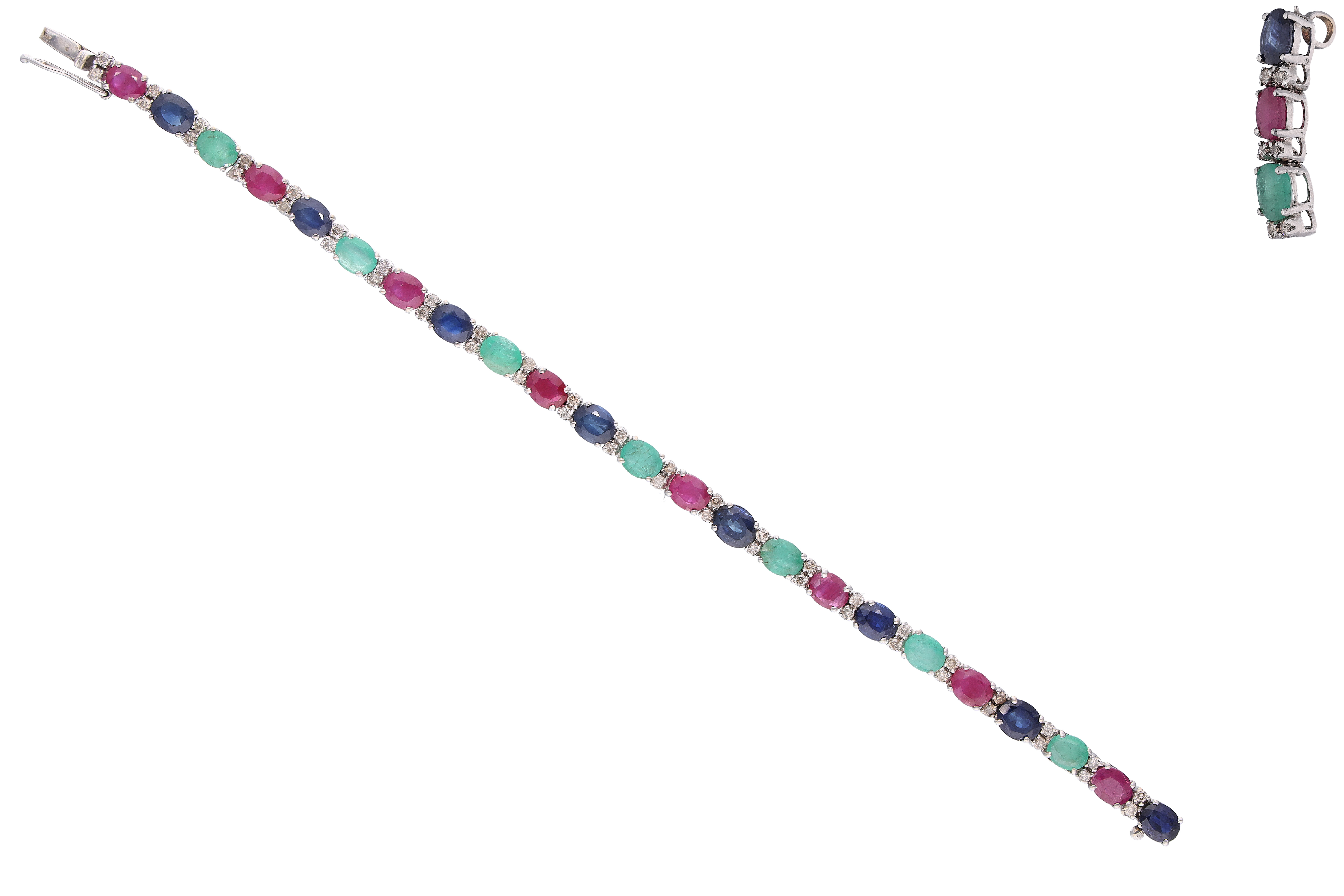 Bracciale e ciondolo con diamanti, rubini, zaffiri, smeraldi e pietre - Asta Preziosi