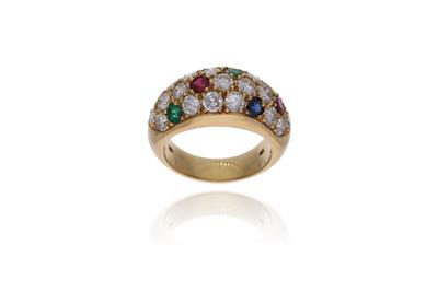 Anello con diamanti, rubini, smeraldi e zaffiri - Asta Preziosi Anello con diamanti, rubini, smeraldi e zaffiri - Asta Preziosi