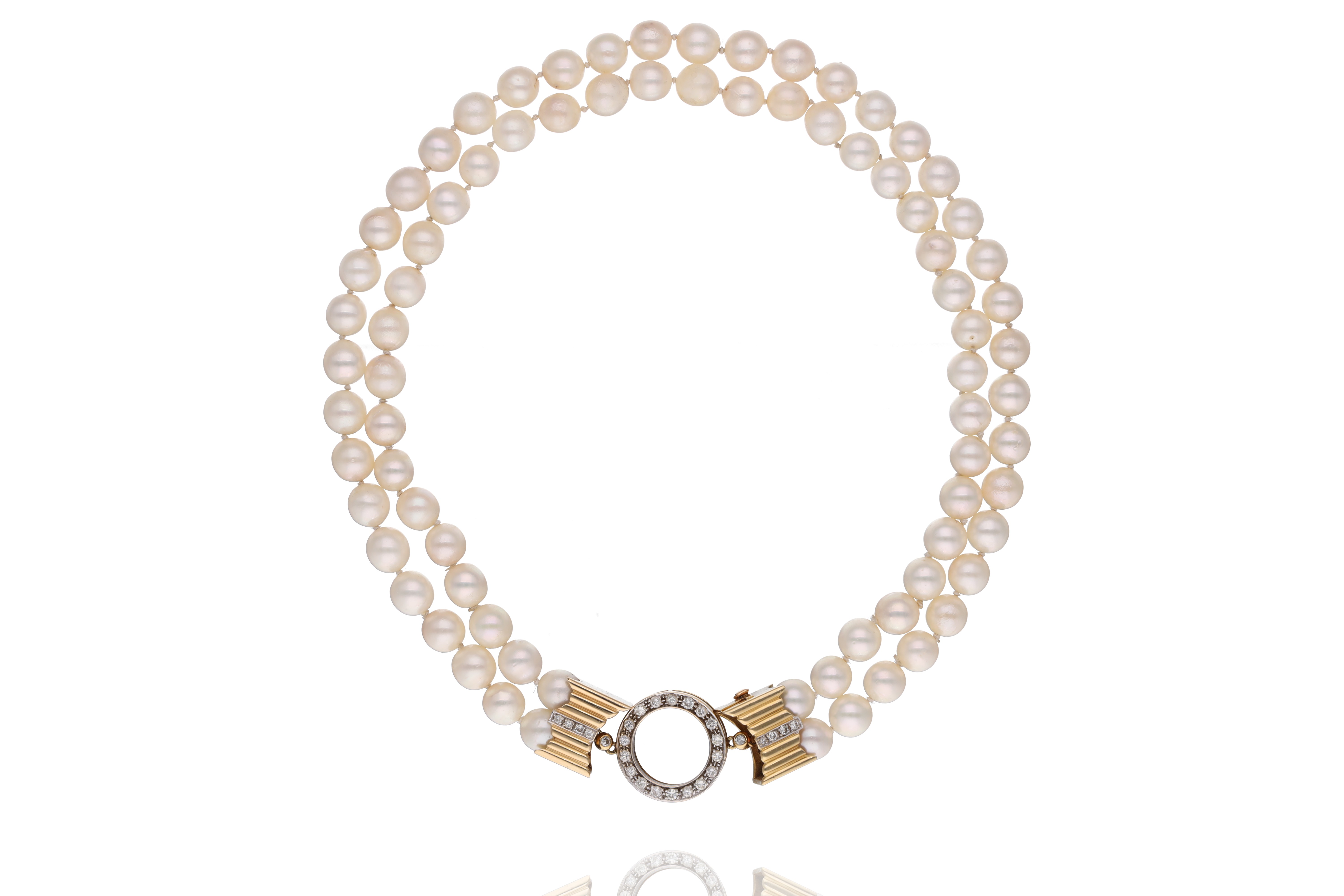 Collana di perle con diamanti - Asta Preziosi