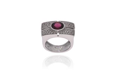 Anello con granato e diamanti - Asta Preziosi Anello con granato e diamanti - Asta Preziosi