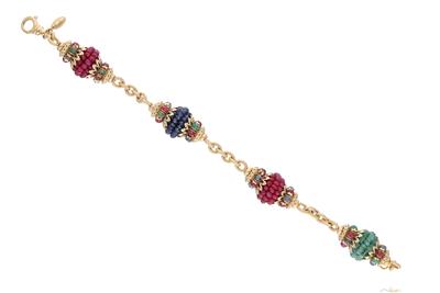 SunDay, bracciale con smeraldi, zaffiri e corindoni - Asta Preziosi SunDay, bracciale con smeraldi, zaffiri e corindoni - Asta Preziosi