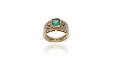 Anello con smeraldo e diamanti - Asta Preziosi