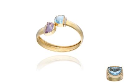 Anello e bracciale con topazi, ametista e diamanti - Asta Preziosi