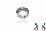 Parure orecchini e anello con diamanti e pietre - Asta Preziosi Parure orecchini e anello con diamanti e pietre - Asta Preziosi