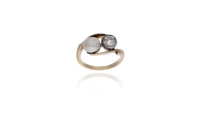Anello contrariè con perla e diamante - Gioielli senza tempo