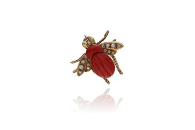 Spilla con corallo e diamanti - Gioielli senza tempo