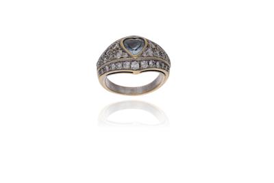 Anello con diamanti ed acquamarina - Asta Preziosi