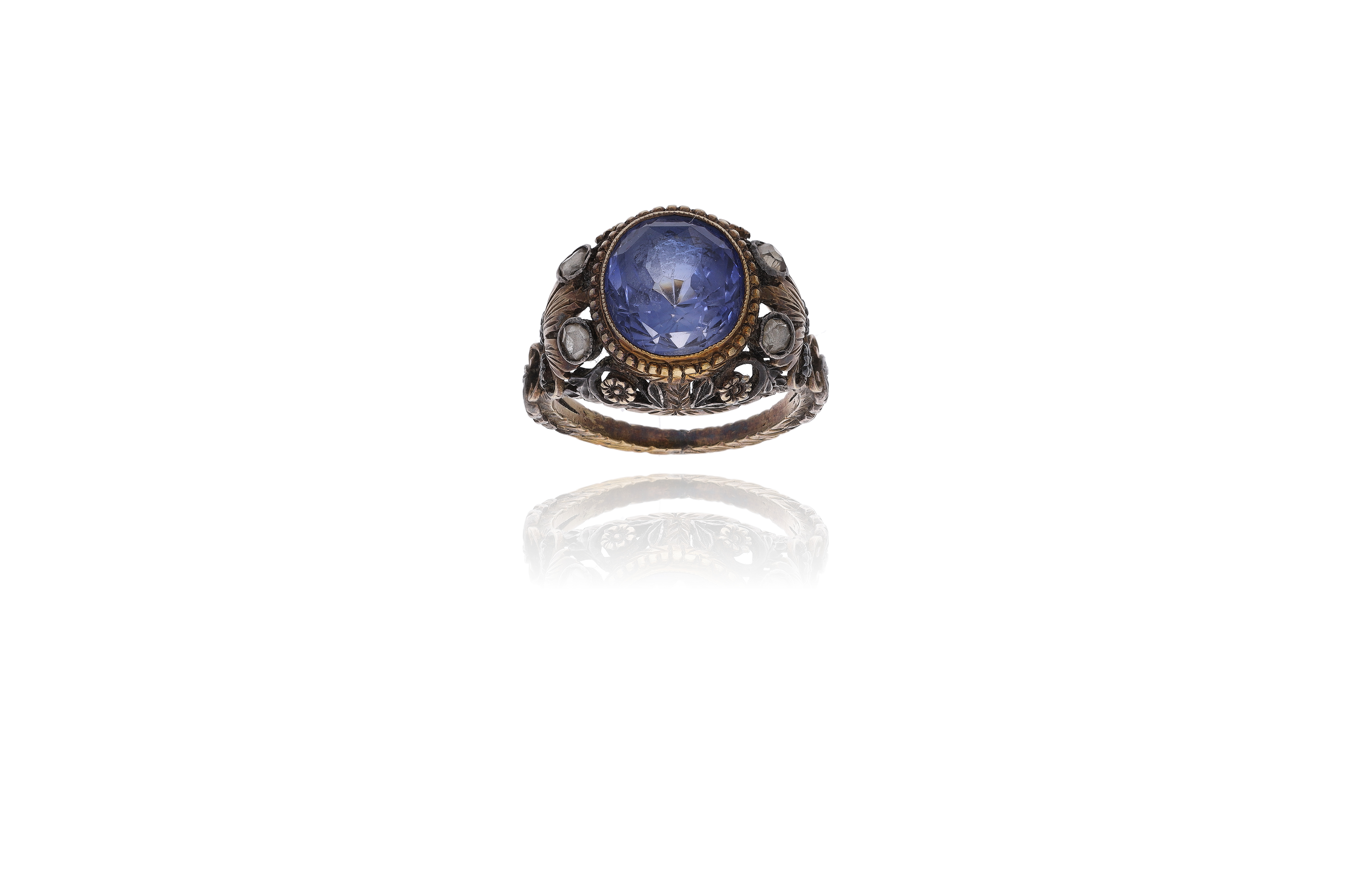 Anello con diamanti e pietra - Asta Preziosi