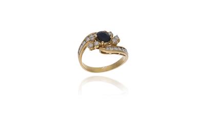 Anello con diamanti e zaffiro - Asta Preziosi