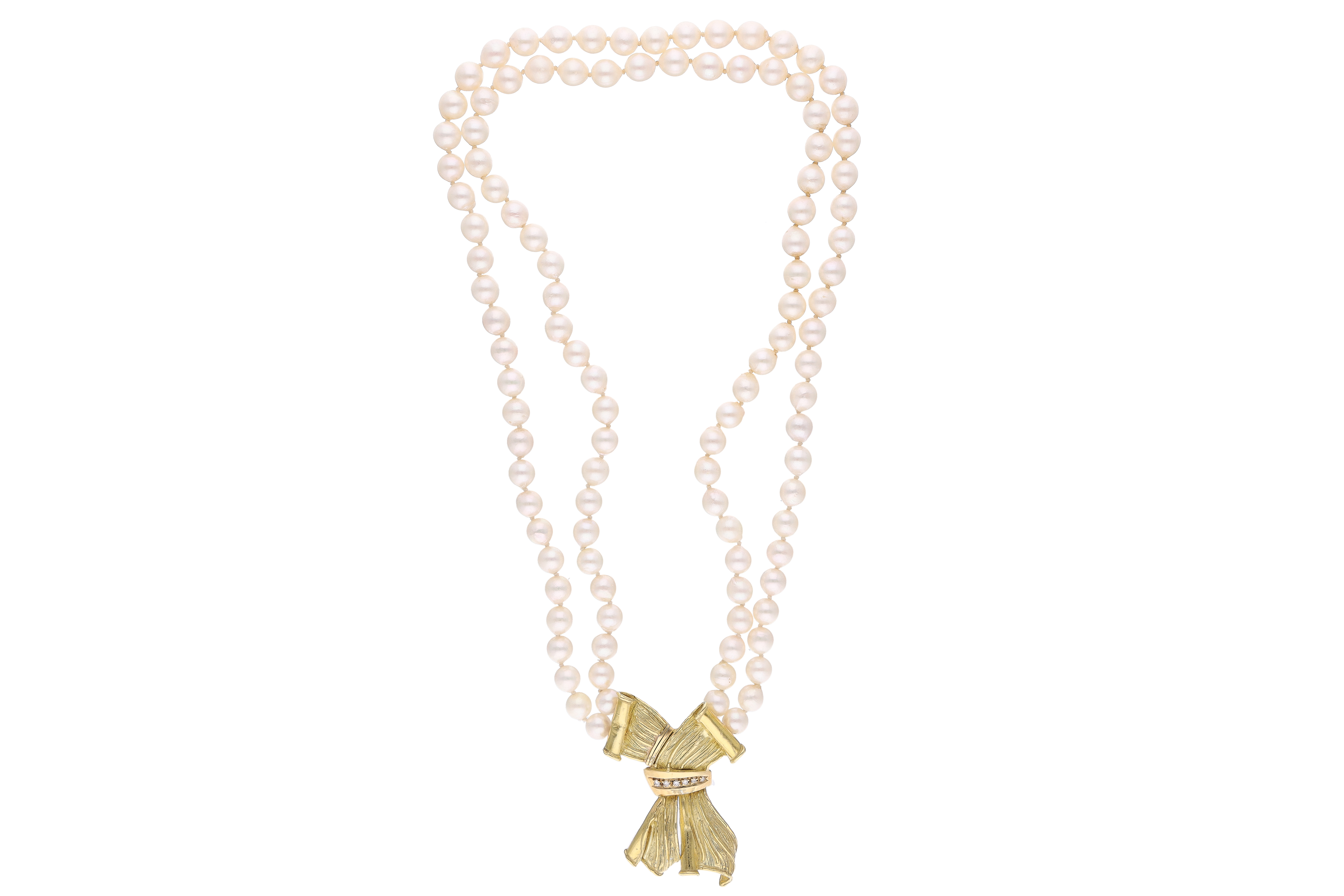 Collana di perle con diamanti - Asta Preziosi