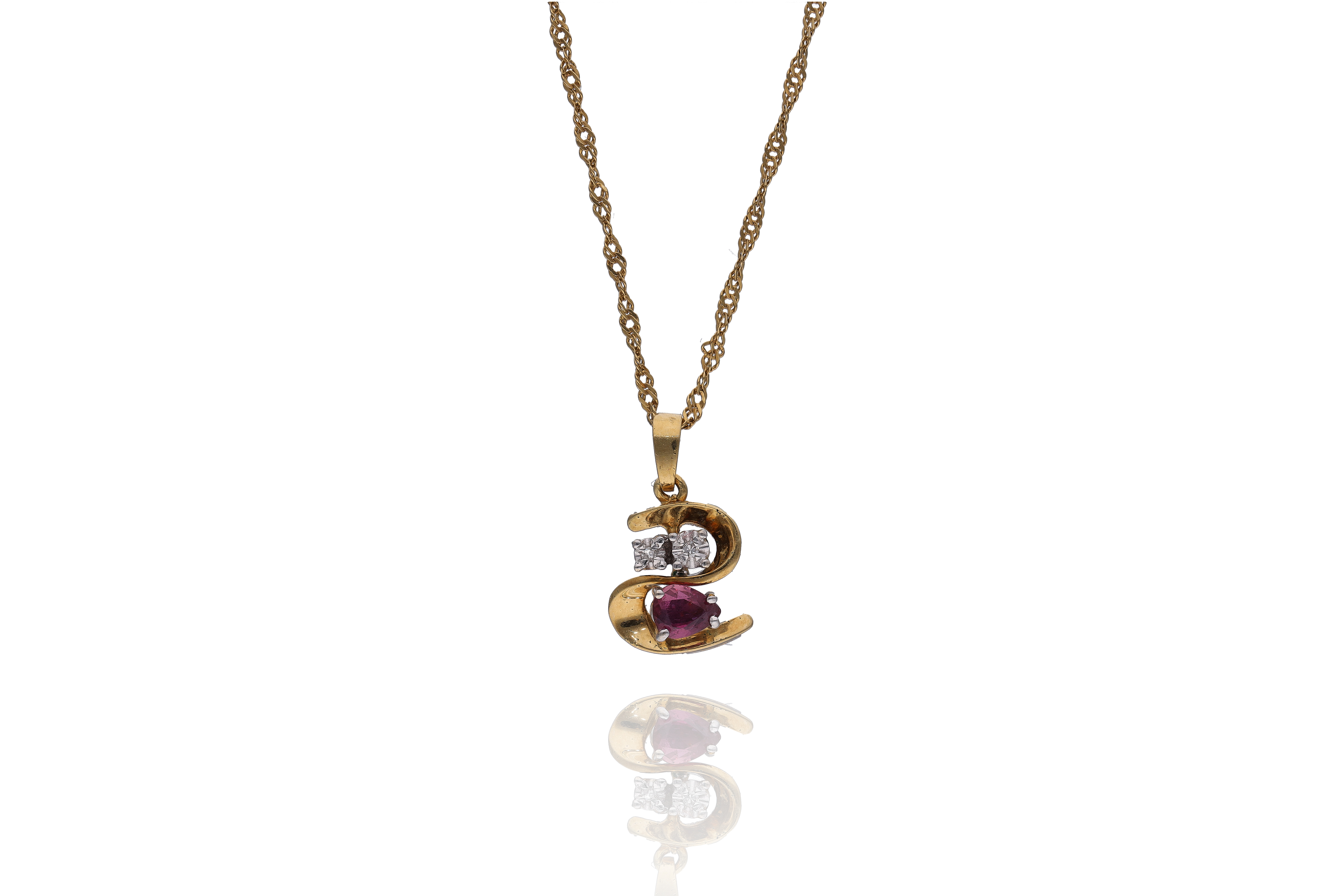 Collana e ciondolo con diamanti e rubino - Asta Preziosi