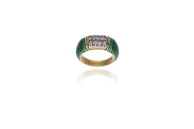 Anello con diamanti e smalto - Asta Preziosi