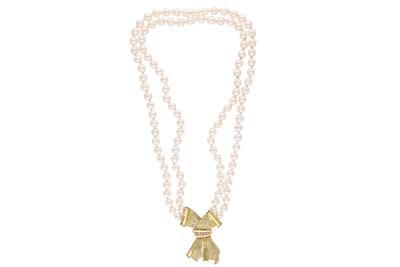 Collana di perle con diamanti - Asta Preziosi