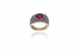 Anello con pietra e diamanti - Asta Preziosi