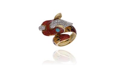 Anello con diamanti e smalti - Asta Preziosi