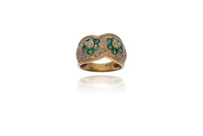Anello con diamanti e smeraldi - Asta Preziosi