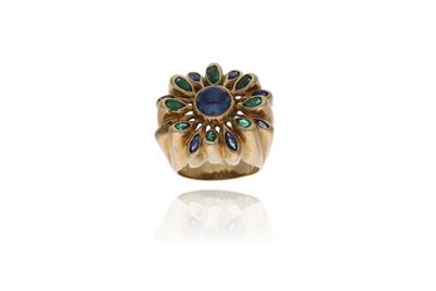 Anello con zaffiri e smeraldi - Asta Preziosi