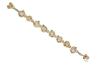 Bracciale con diamanti, smeraldi e rubino - Asta Preziosi