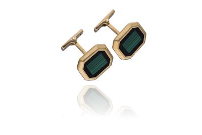 Paio di gemelli con malachite e onice - Asta Preziosi