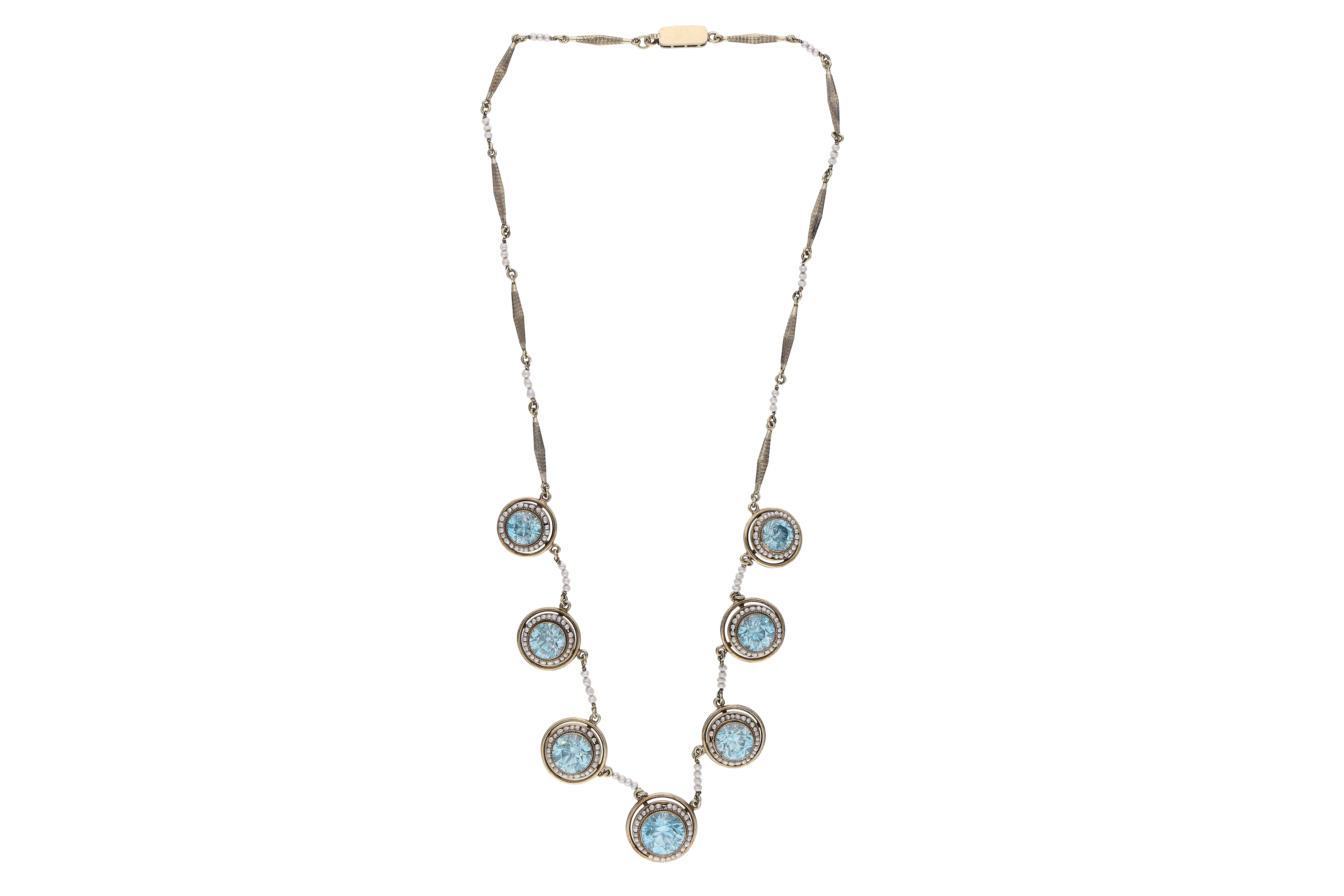 Collana con zirconi azzurri e microperle - Asta Preziosi