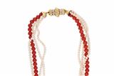 Damiani, collana di coralli, perle coltivate e diamanti - Asta Preziosi Damiani, collana di coralli, perle coltivate e diamanti - Asta Preziosi