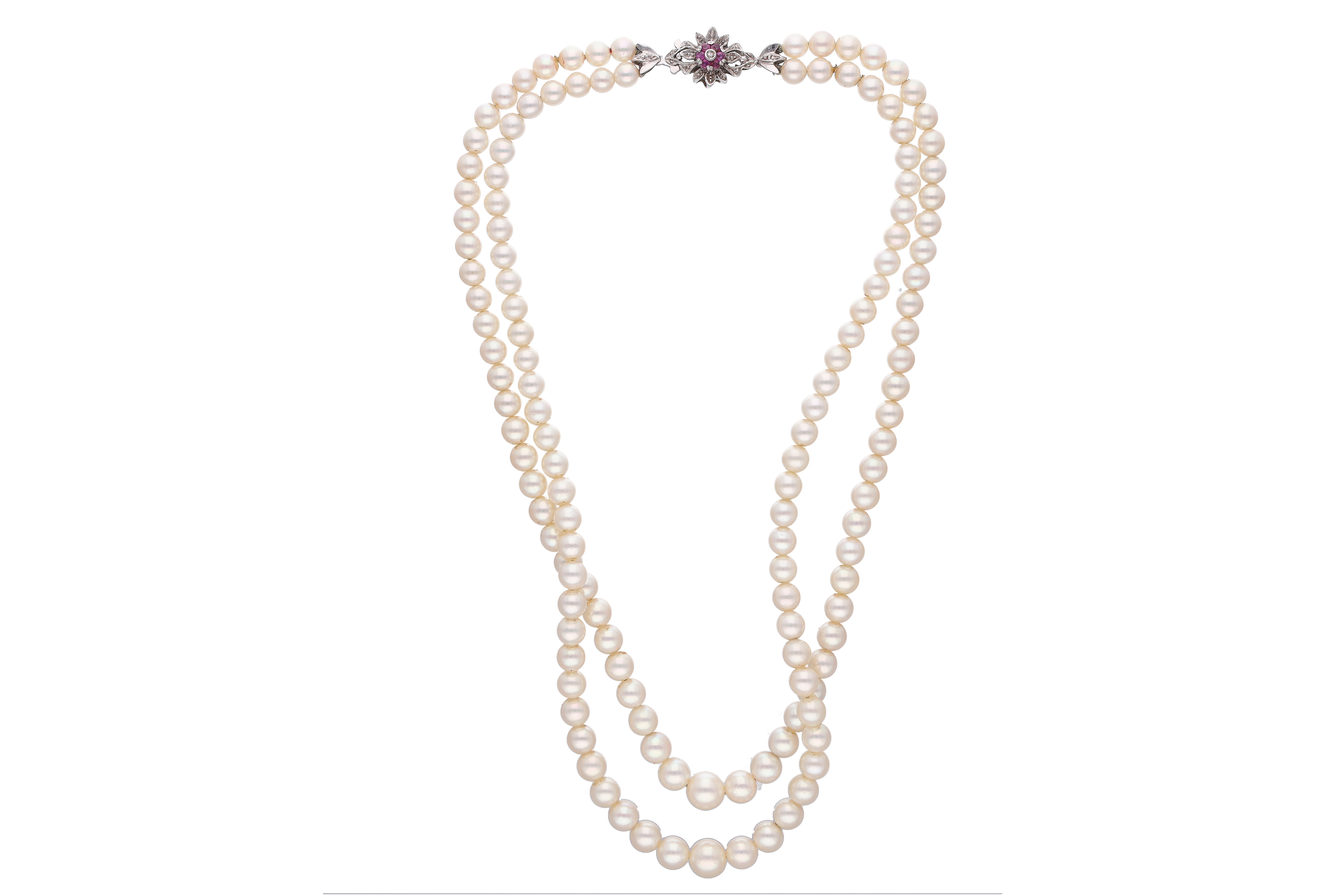 Collana con doppio filo di perle a gradazione - Asta Preziosi