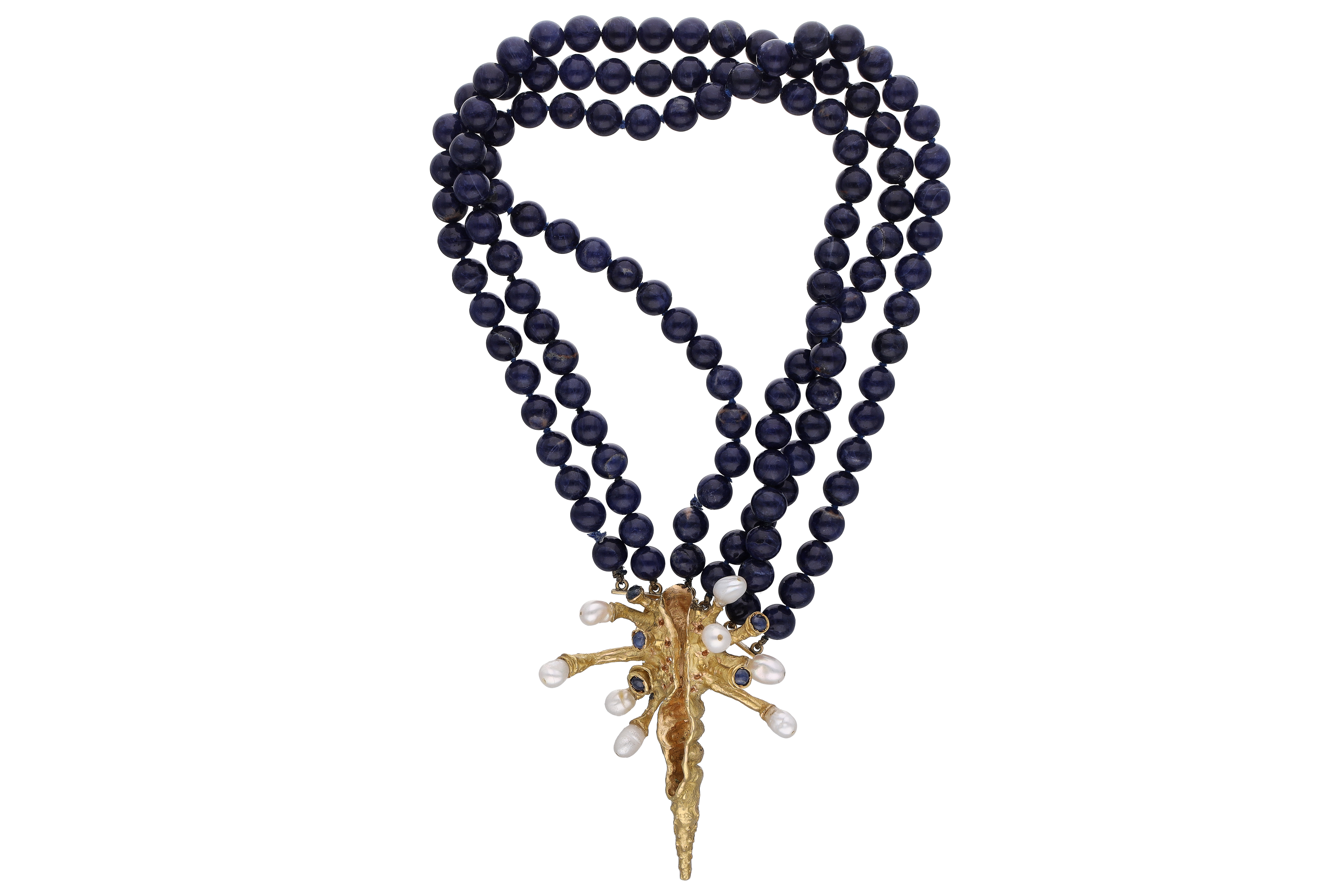 Collana di lapislazzuli, perle coltivate e pietre - Asta Preziosi
