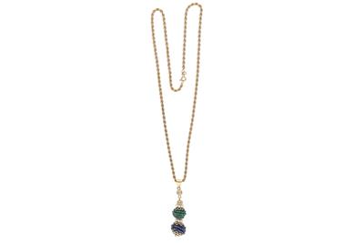 Collana e ciondolo con zaffiri, smeraldi e pietre - Asta Preziosi