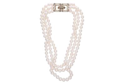 Collana di perle coltivate e diamanti - Asta Preziosi