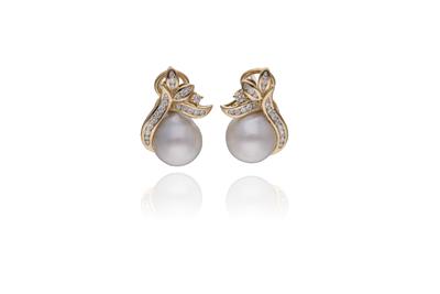 Paio di orecchini con perle di diamanti - Asta Preziosi