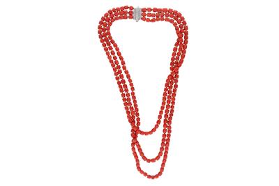 Collana di corallo con diamanti - Asta Preziosi Collana di corallo con diamanti - Asta Preziosi