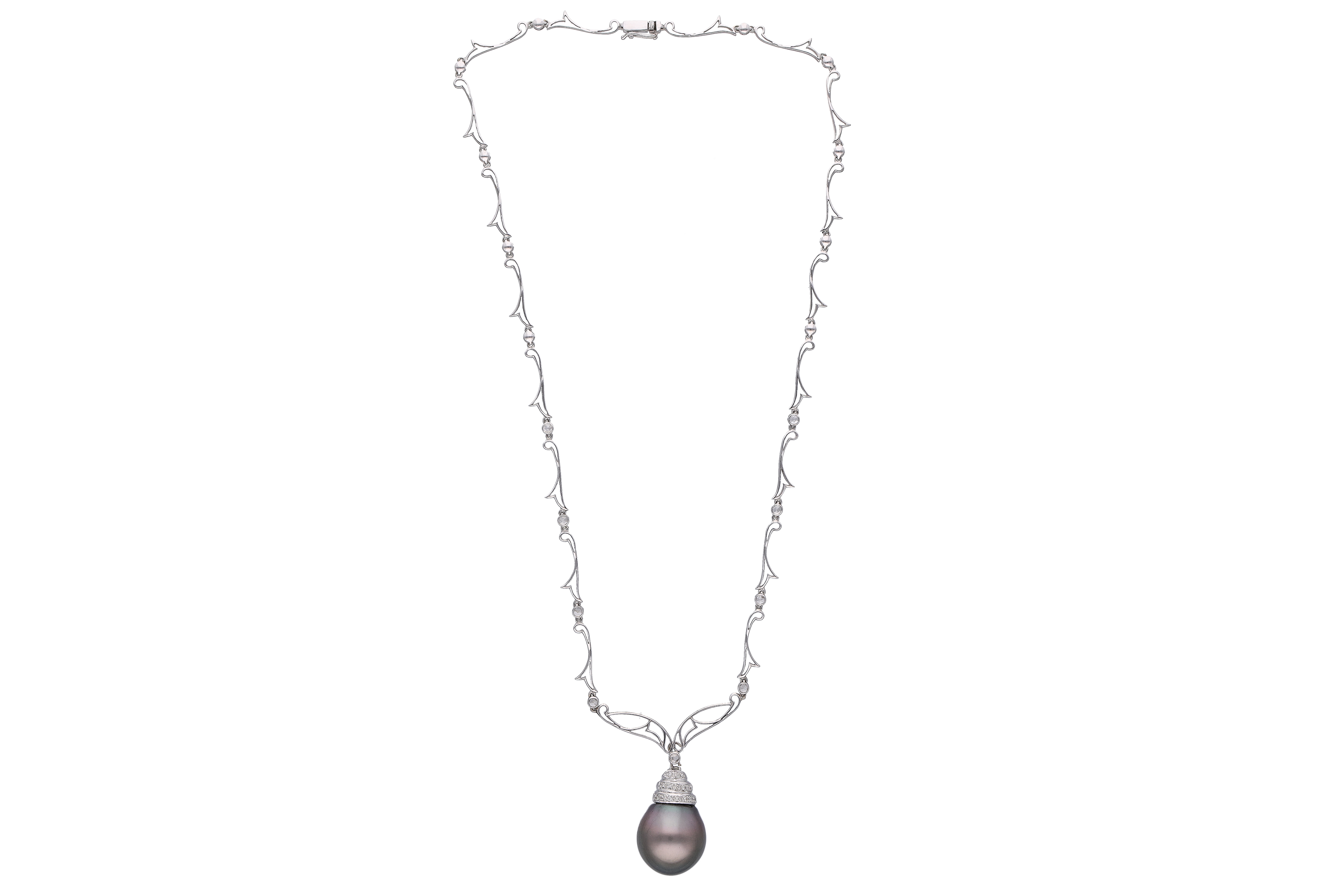 Collana con perla e diamanti - Asta Preziosi