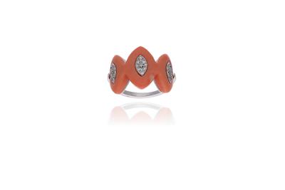 Anello con corallo e diamanti - Asta Preziosi Anello con corallo e diamanti - Asta Preziosi