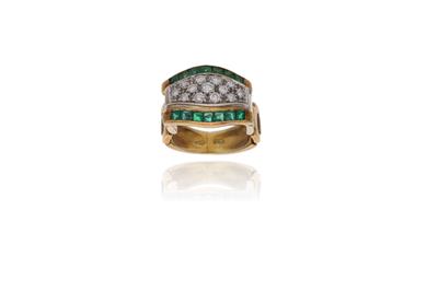Anello con diamanti e smeraldi - Asta Preziosi Anello con diamanti e smeraldi - Asta Preziosi