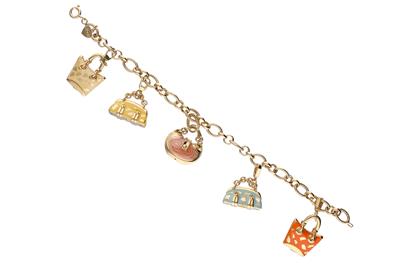 Bracciale con 5 charms parti smaltate - Asta Preziosi Bracciale con 5 charms parti smaltate - Asta Preziosi