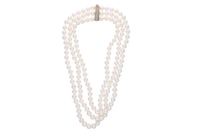 Collana tre fili di perle coltivate e pietre - Asta Preziosi Collana tre fili di perle coltivate e pietre - Asta Preziosi