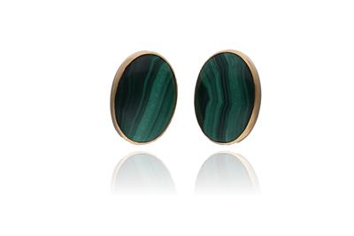 Paio di orecchini con malachite - Asta Preziosi