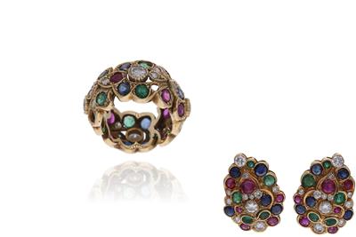 Parure con diamanti, rubini, smeraldi e zaffiri - Asta Preziosi Parure con diamanti, rubini, smeraldi e zaffiri - Asta Preziosi