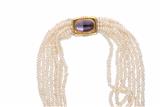 Collana otto fili di perle coltivate con chiusura in oro e ametista - Asta Preziosi Collana otto fili di perle coltivate con chiusura in oro e ametista - Asta Preziosi