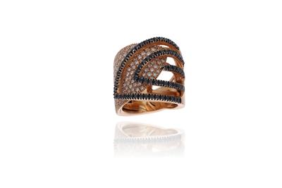DD Anello con diamanti diamanti neri e pietre - Asta Preziosi