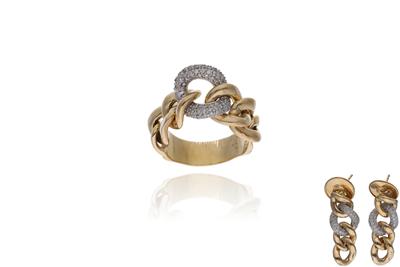 Parure anello e paio di orecchini con diamanti - Asta Preziosi