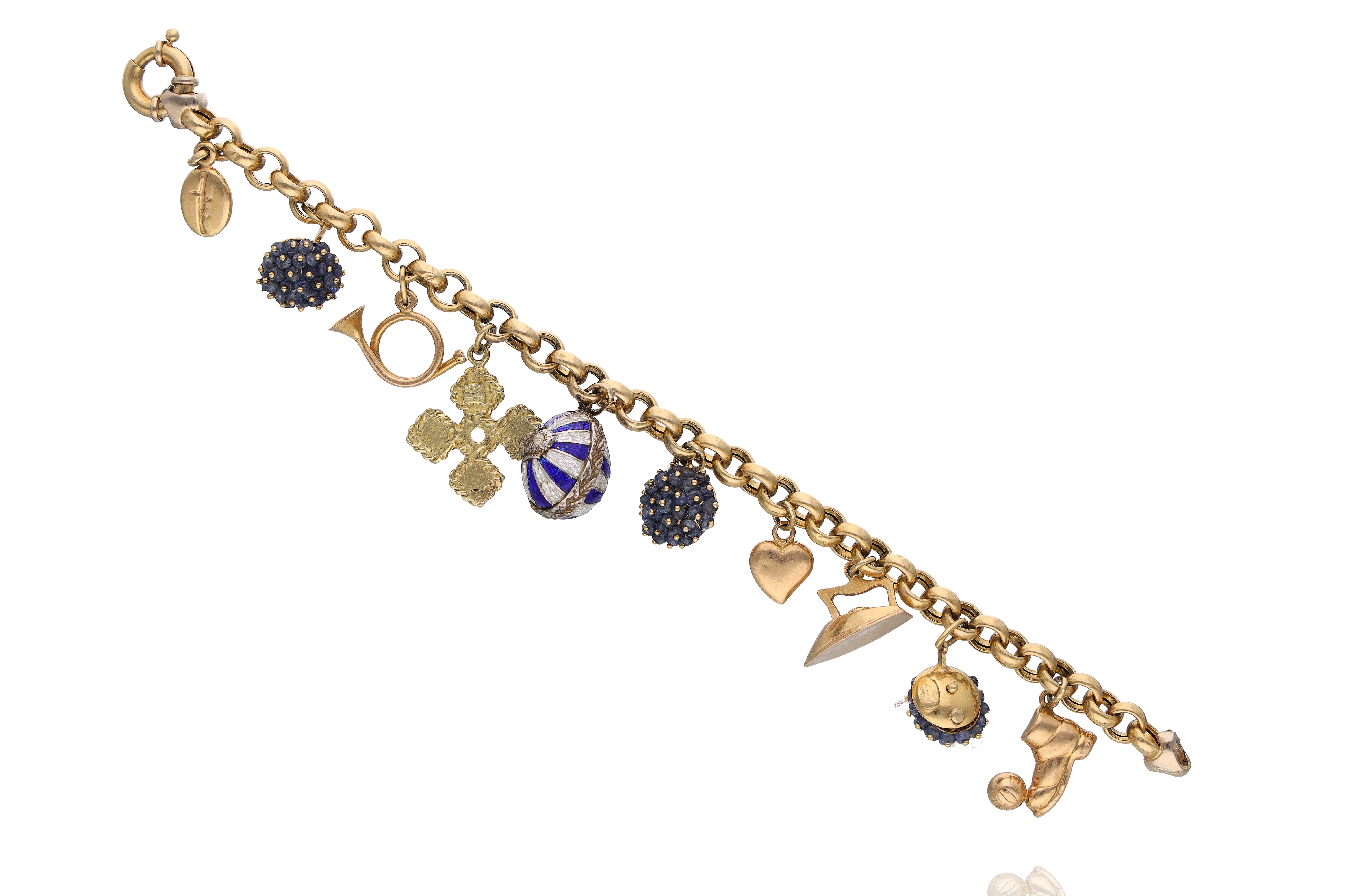 Bracciale con 10 pendenti con pietre e smalti - Asta Preziosi