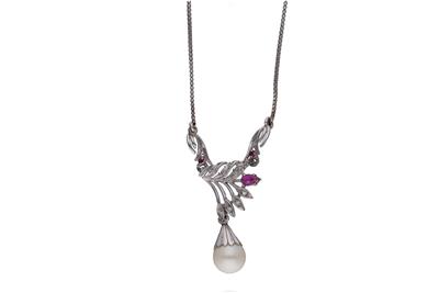 Collana con perla, diamanti e rubini - Asta Preziosi Collana con perla, diamanti e rubini - Asta Preziosi