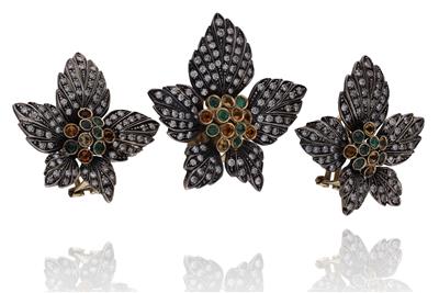 Parure pendente e orecchini con smeraldi, quarzi e diamanti - Asta Preziosi Parure pendente e orecchini con smeraldi, quarzi e diamanti - Asta Preziosi