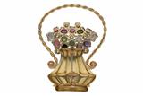 Spilla con ametiste, peridoto, tormaline rosa e verdi e pietre - Asta Preziosi