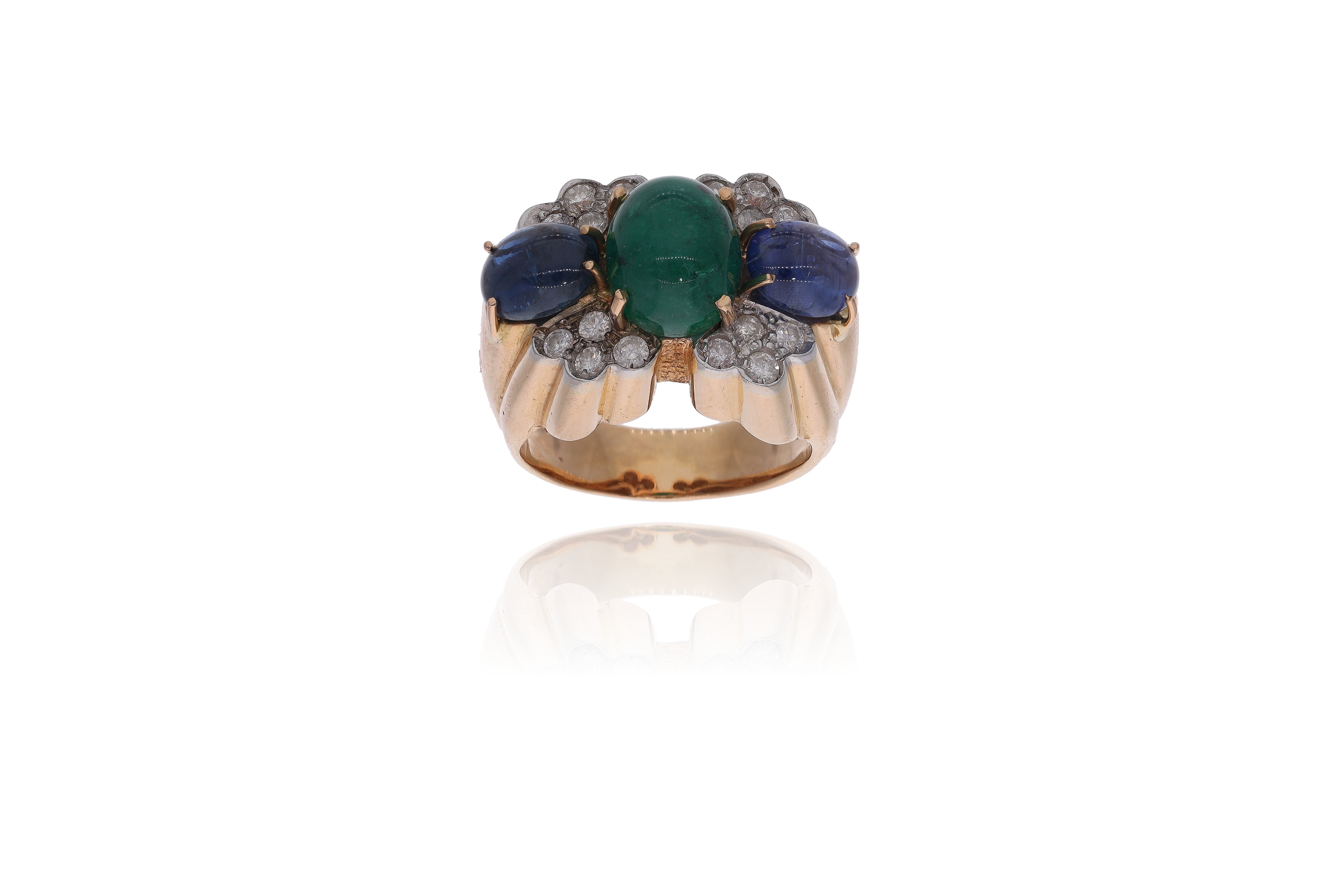 Anello con diamanti, zaffiri e smeraldo - Speciale di Natale