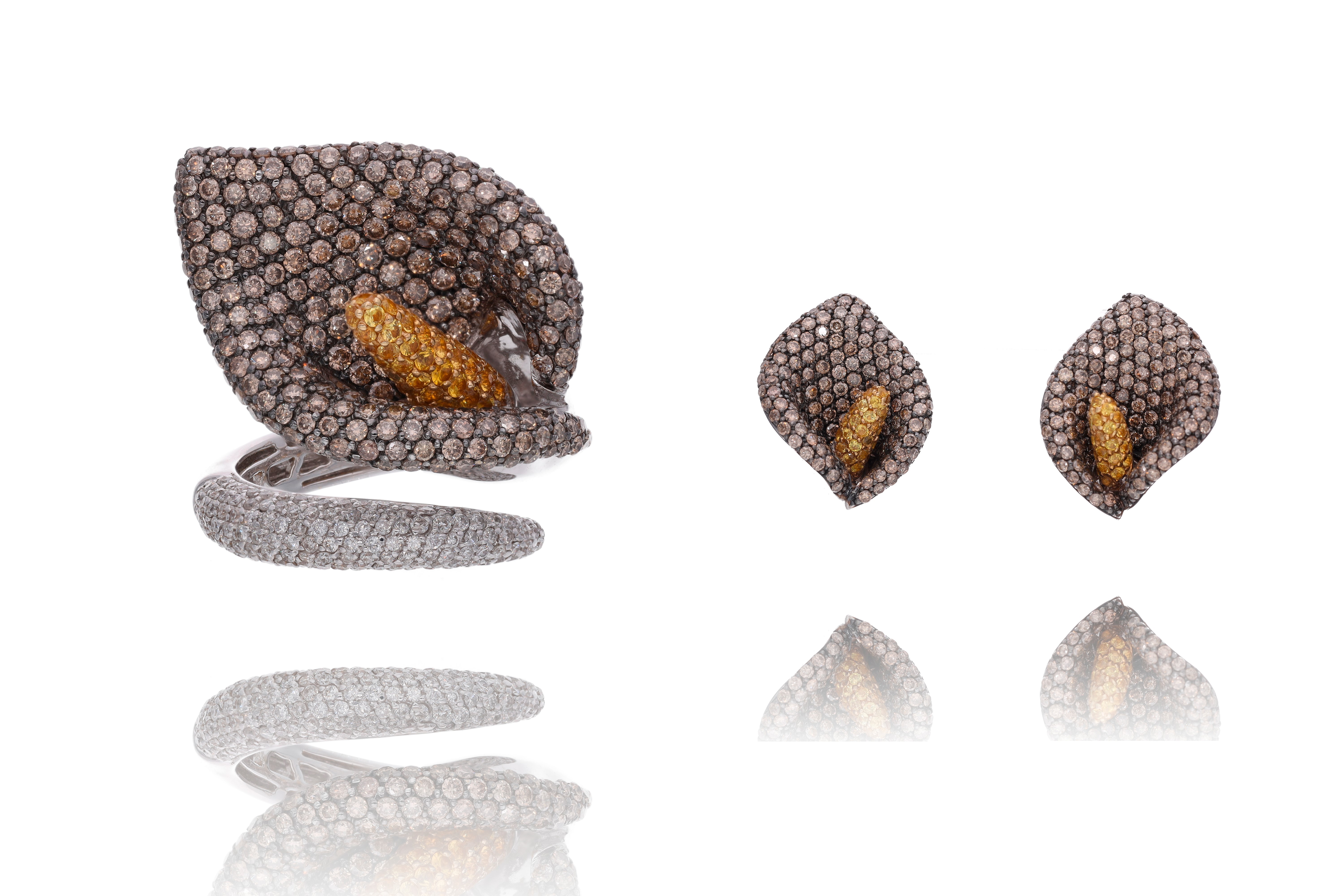 Parure anello e paio di orecchini con diamanti e pietre - Speciale di Natale