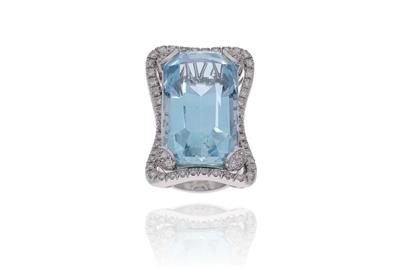Anello con acquamarina e diamanti - Speciale di Natale Anello con acquamarina e diamanti - Speciale di Natale