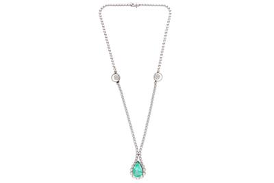 Collana con smeraldo e diamanti, in oro bianco 750 - Speciale di Natale Collana con smeraldo e diamanti, in oro bianco 750 - Speciale di Natale